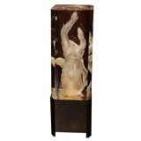 Bronze Table Lamp with Interior Resin Sculpture, French 1960s